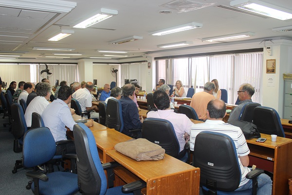 Eng. Alice Scholl na coordenação de reunião da Câmara Especializada de Engenharia Civil do CREA-RS 