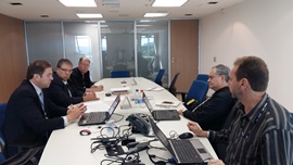 Comissão Harmonizaçao Interconselhos  (da esq.p/dir.) os conselheiros  Leonides Neto, Paulo Roberto Viana, João Luiz Collares Machado, Alfredo Marques Dinis, especialista, e José Fernandes, assistente.