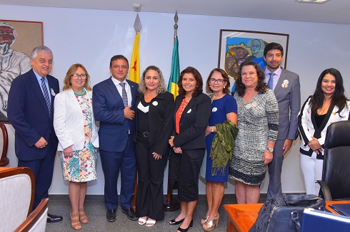 Senador Márcio Bittar entre presidentes e lideranças dos Creas e do Confea na ação parlamentar desta quinta